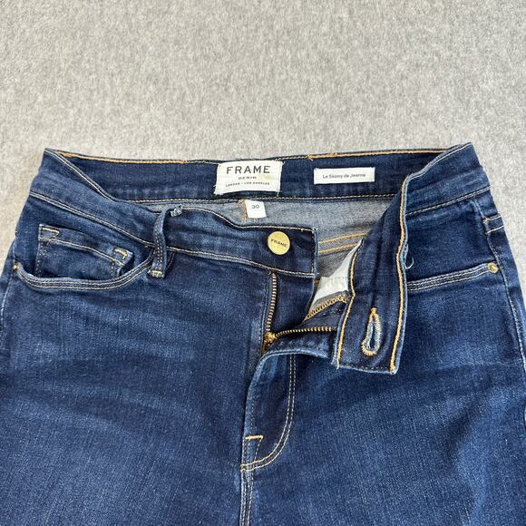 Frame Jeans WMNS SZ 30 Blue Denim Le Skinny de Jeanne Mid Rise Perfect Stretch - Picture 6 of 12